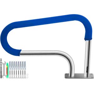 VEVOR 32" x 22.5" 304 Stainless Steel Pool Handrail for Steps & Stairs - 375lbs Load Capacity, Quick-Mount Base & Grip Cover (Standard Pools)