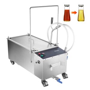 VEVOR Mobile Fryer Oil Filter System, 55L Commercial Restaurant Deep Fryer Oil Filtration Machine, 10 L/min Stainless Steel Oil Cleaner with Swivel Wheels & Hose for Kitchens, Burger Stores