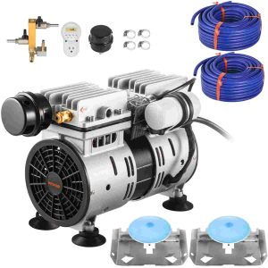 VEVOR 3/4HP Pond Aerator Kit – 550W Compressor, 5.2CFM, 200' Weighted Tubing & 2 Diffusers for Lakes up to 3 Acres