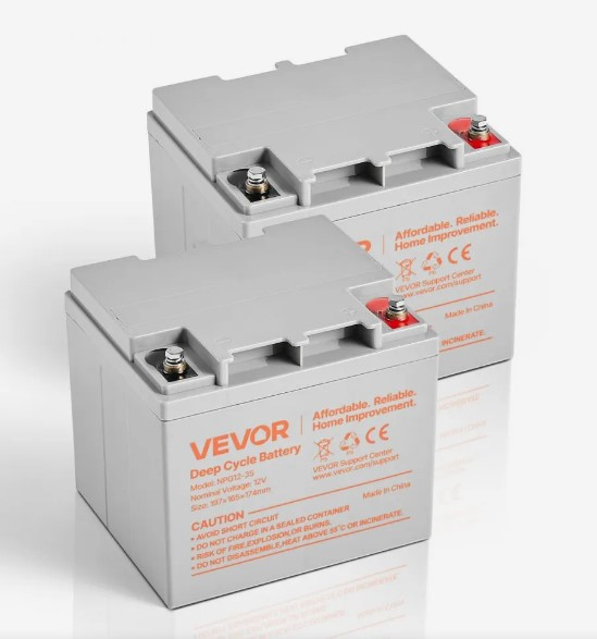 VEVOR 2 Pack 12V 35Ah Deep Cycle Battery